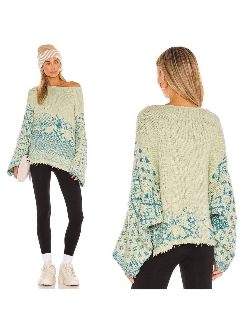 Free People Midnight Beach Pullover Sweater in Sugar Combo Mountain Size Medium